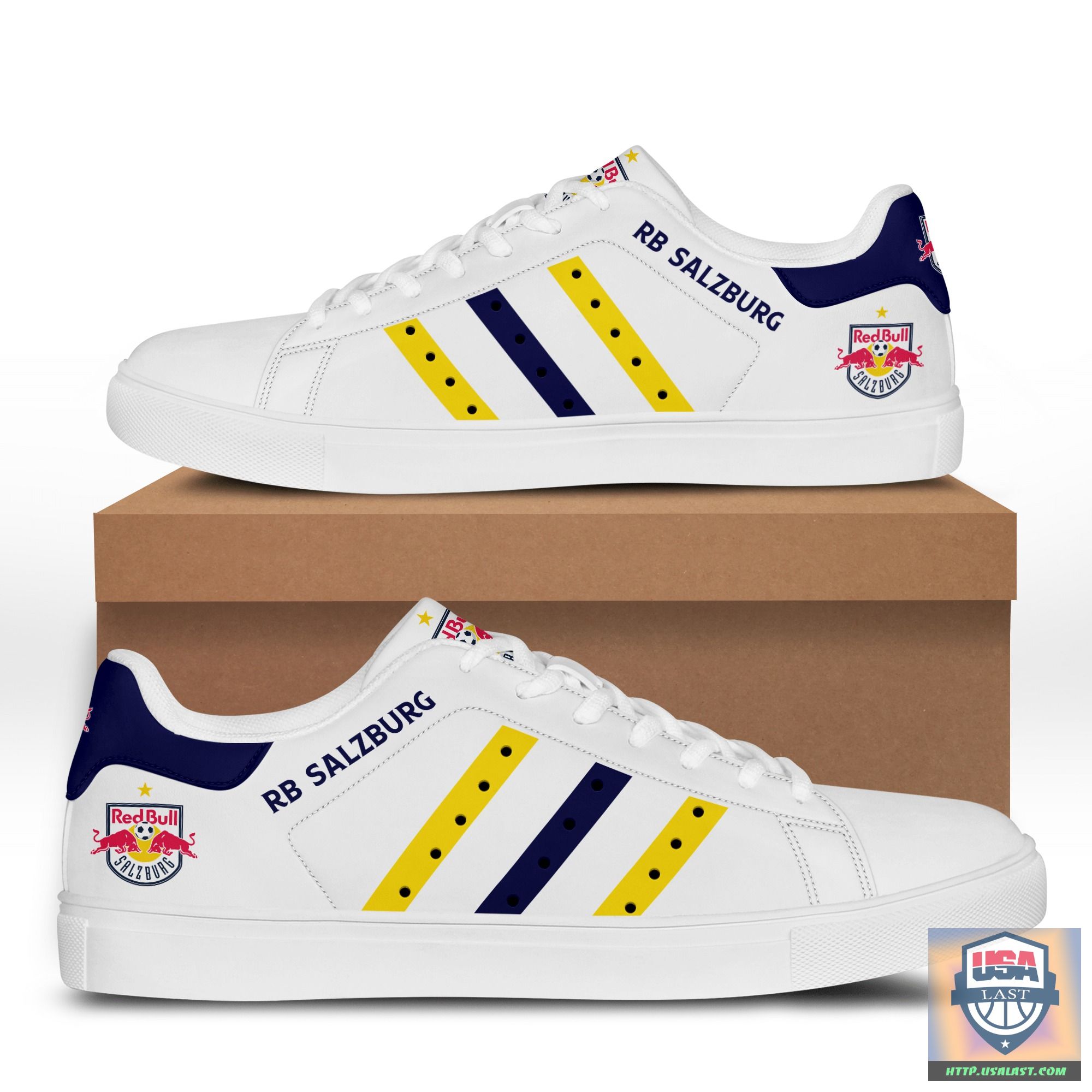 Fc Red Bull Salzburg Low-Top-Schuhe – Gelbe blaue Linie Fc Red Bull Salzburg Low-Top-Schuhe – Gelbe blaue Linie